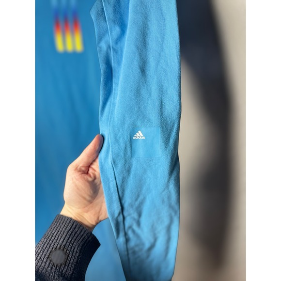 Adidas HN1642 Mission Victory Bodycon Mock Neck Logo Dress Womens Sky Rush Blue - Picture 3 of 6